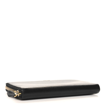 Prada Saffiano Metal Zip Around Wallet Black 4 of 7