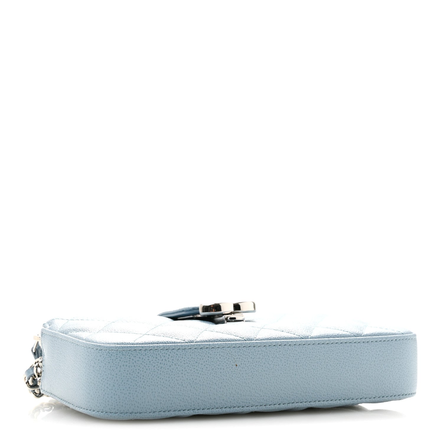 Chanel Grained Calfskin Quilted CC Box Clutch With Chain Blue 4 of 14
