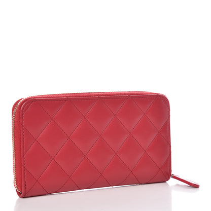 Chanel Lambskin Quilted Small Zip Around Wallet Dark Pink 3 of 8