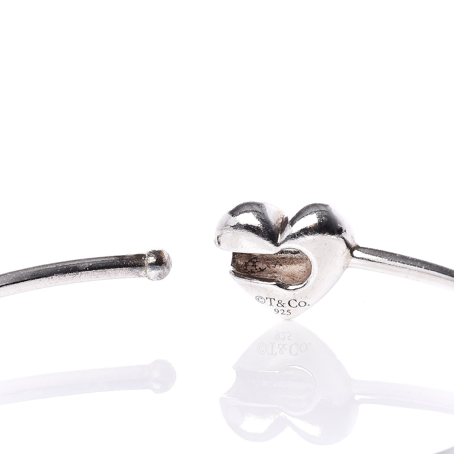 Tiffany Sterling Silver Puffy Heart Bangle Bracelet 5 of 5