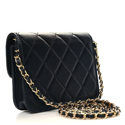 Chanel Lambskin Quilted Zirconium Clutch With Chain Black 4 of 12