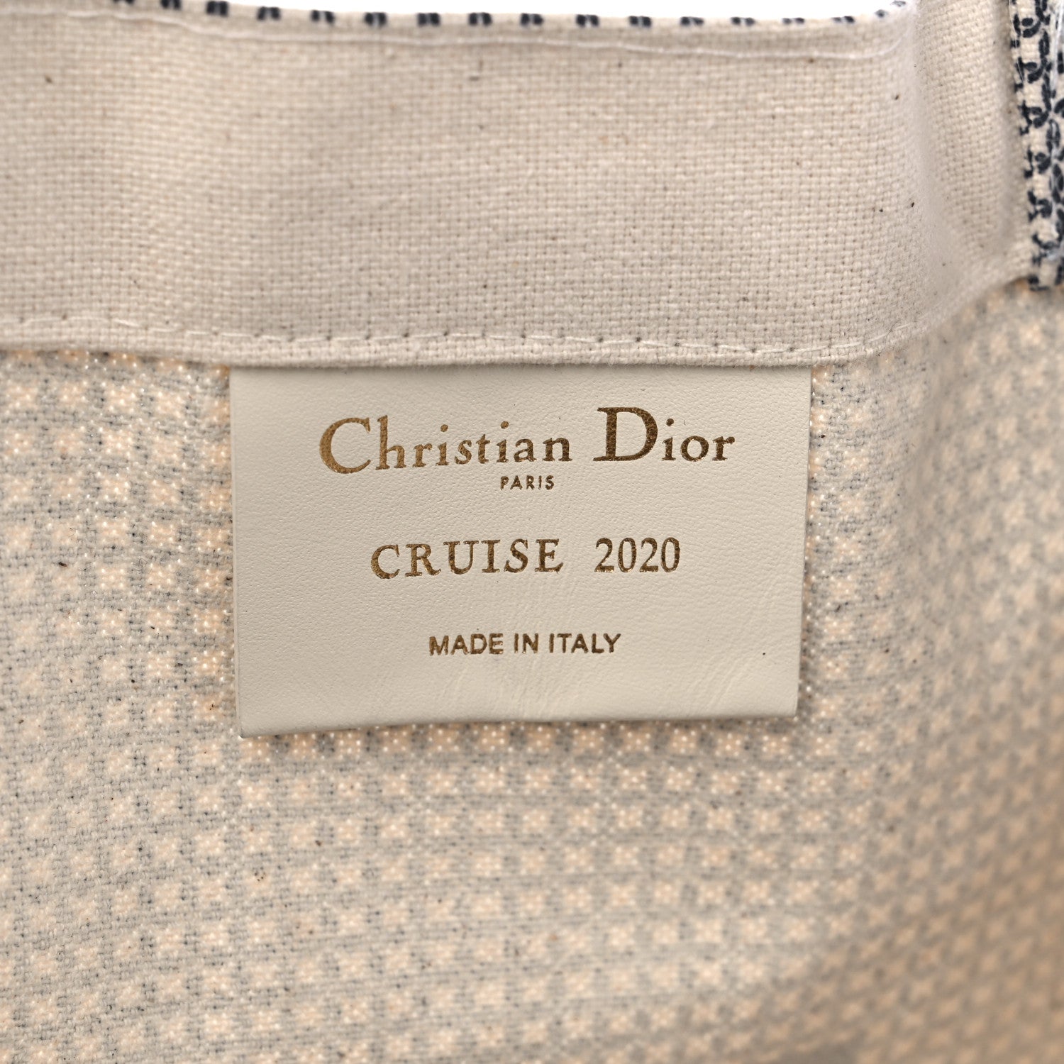 Christian Dior Canvas Print Cruise Tote Ivory Navy 6 of 8