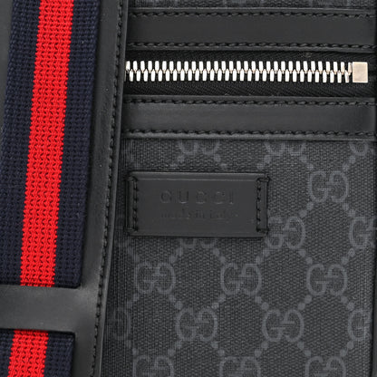 Gucci GG Supreme Monogram Appia Calfskin Web Small Camera Messenger Bag Black Grey 8 of 11