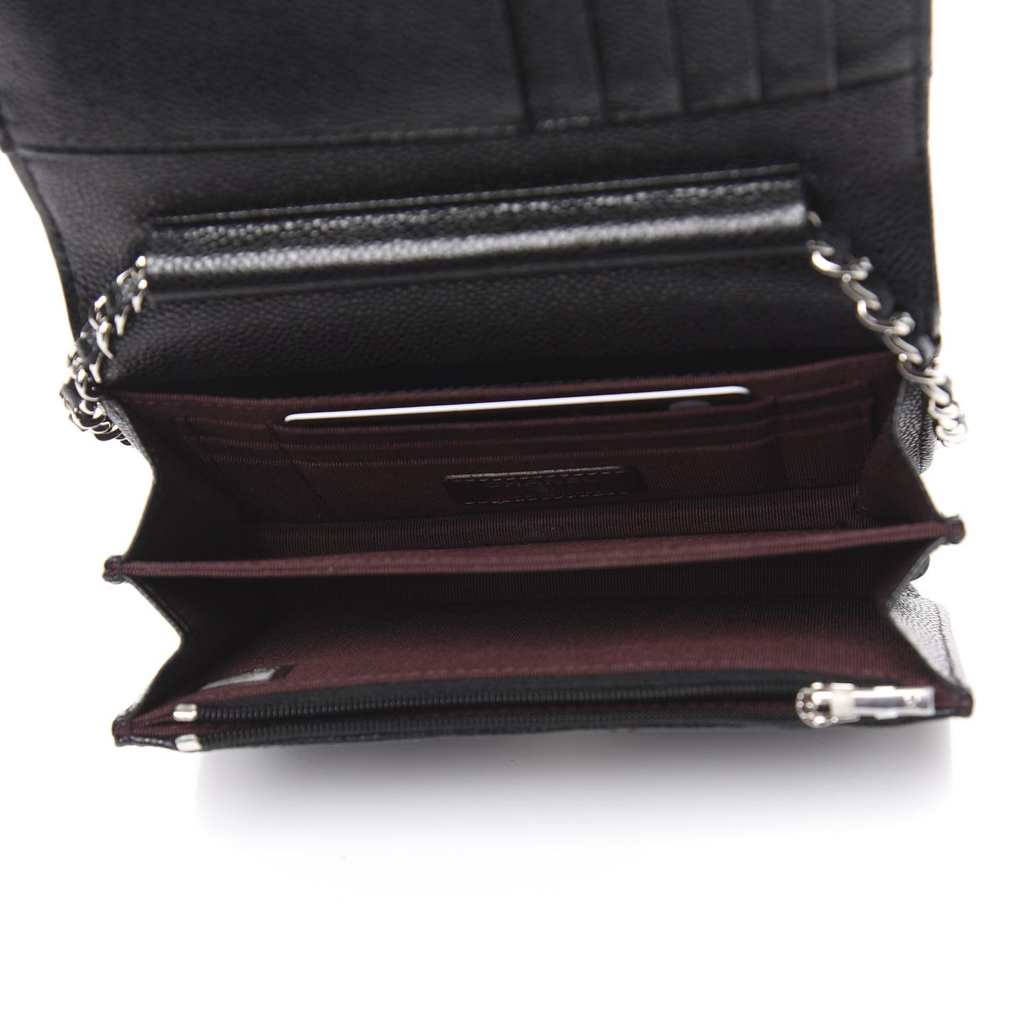 Caviar Quilted Mini Wallet On Chain WOC Black