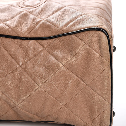 Chanel Caviar Patent Quilted Large Bowler Bag Beige Black 12 of 27