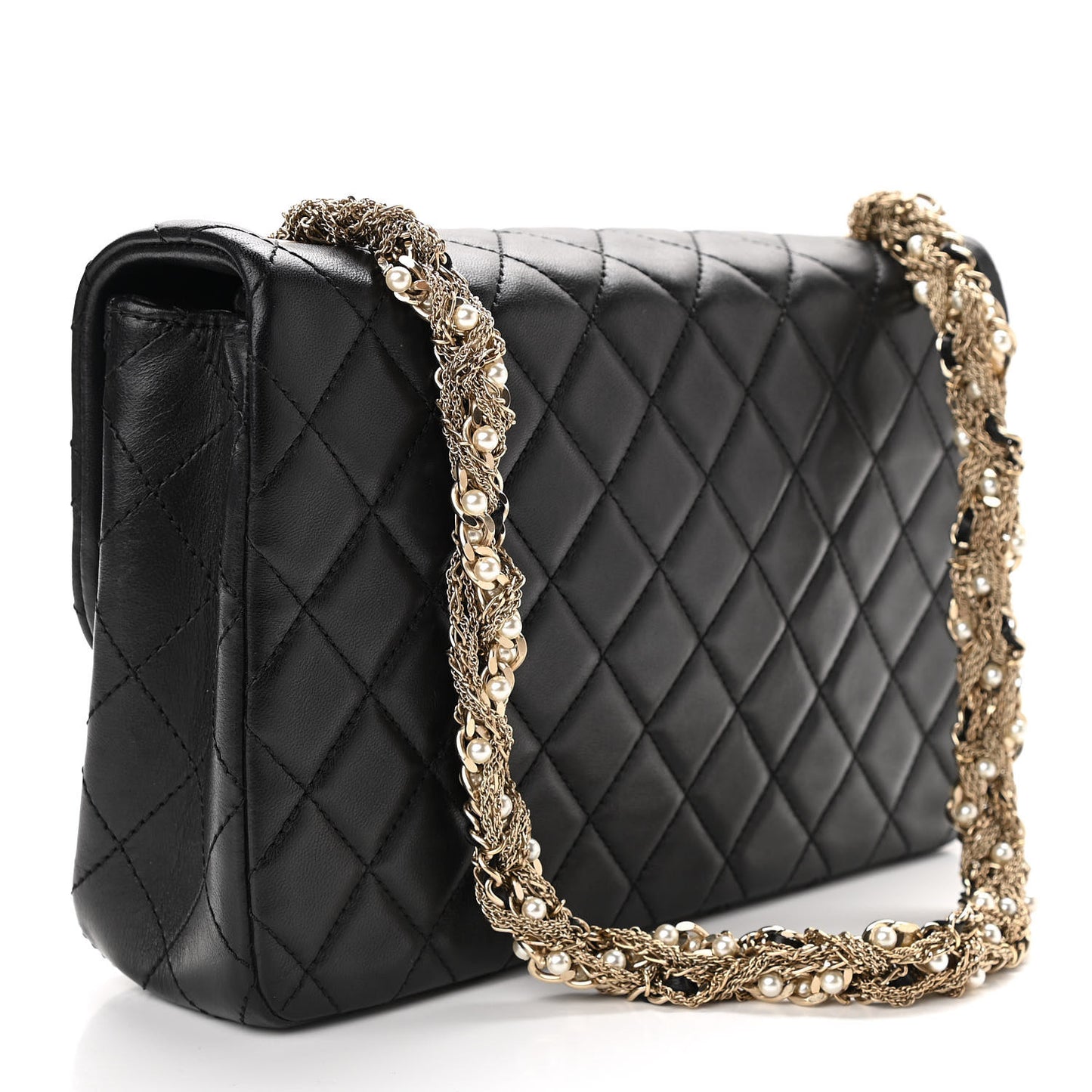 Lambskin Medium Westminster Pearl Flap Black