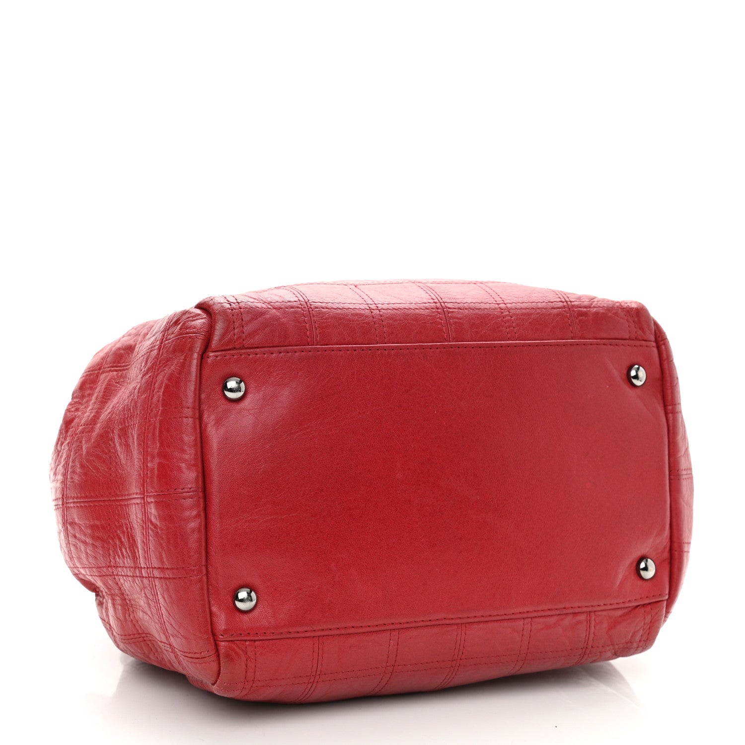 Chanel Lambskin Square Stitched Lax Accordion Shoulder Bag Red 4 of 11