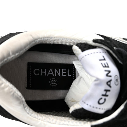Chanel Mesh Suede Grained Calfskin Womens CC Sneakers 38 Black White 38 Black White 8 of 9