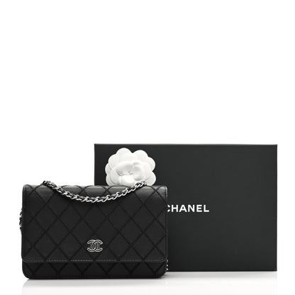 Chanel Calfskin Whipstitch Wallet On Chain WOC Black 7 of 7
