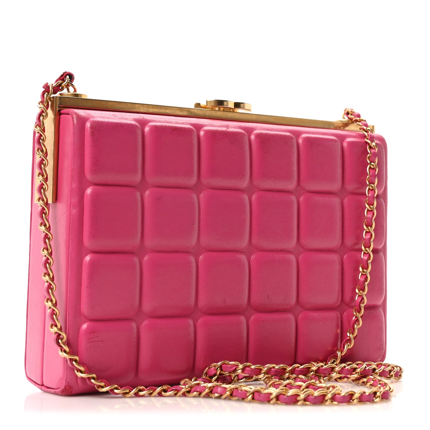 Chanel Lambskin Chocolate Bar Lock Clutch Bag Pink 3 of 10