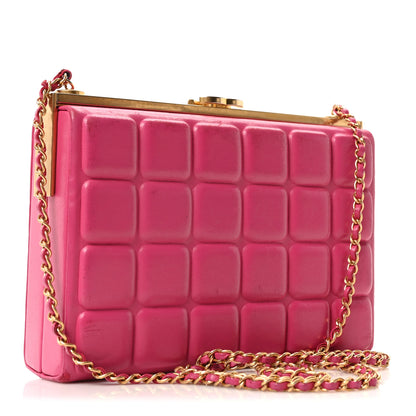 Chanel Lambskin Chocolate Bar Lock Clutch Bag Pink 3 of 10