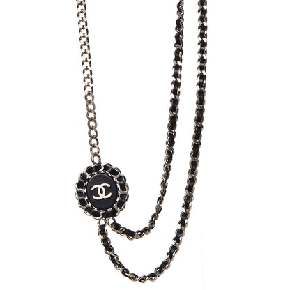 Chanel Lambskin CC Long Chain Necklace Black Gold 1 of 7