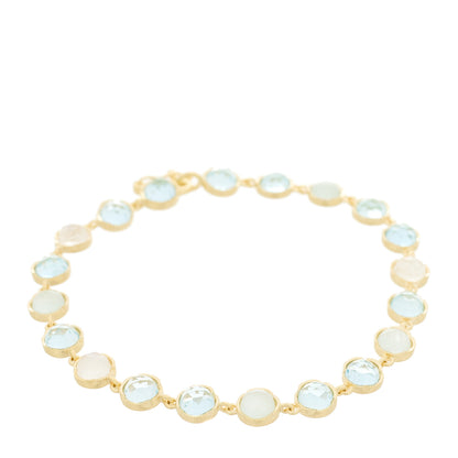 Irene Neuwirth 18K Yellow Gold Aquamarine Moonstone Classic Link Mixed Bracelet 1 of 3