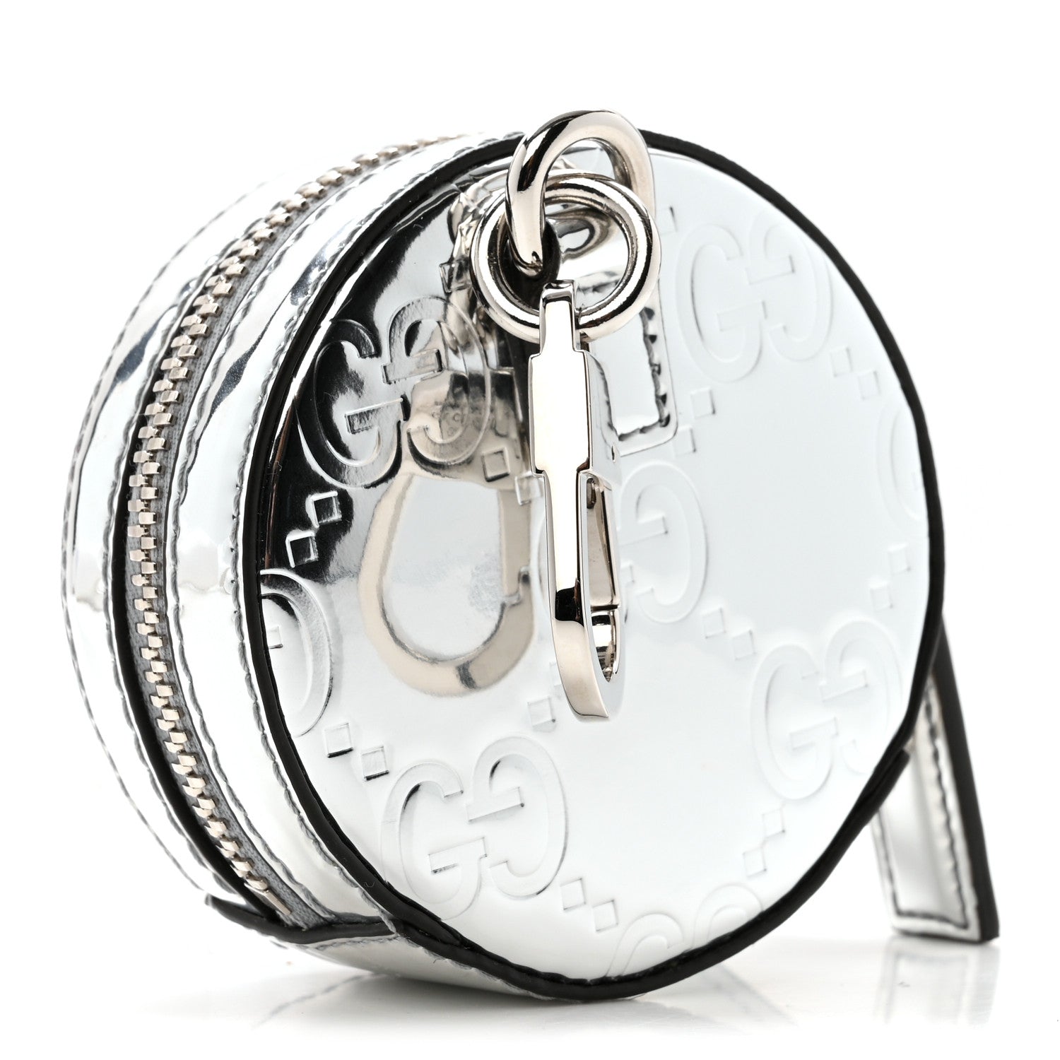 Gucci Guccissima Mirror Effect GG Round Coin Purse Silver 3 of 10