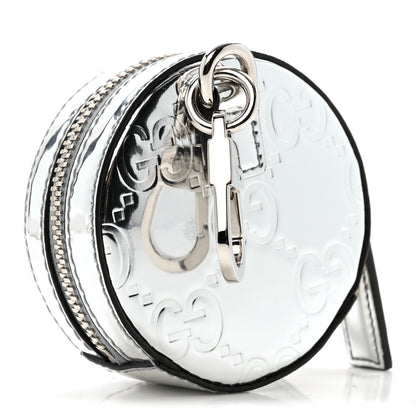 Gucci Guccissima Mirror Effect GG Round Coin Purse Silver 3 of 10