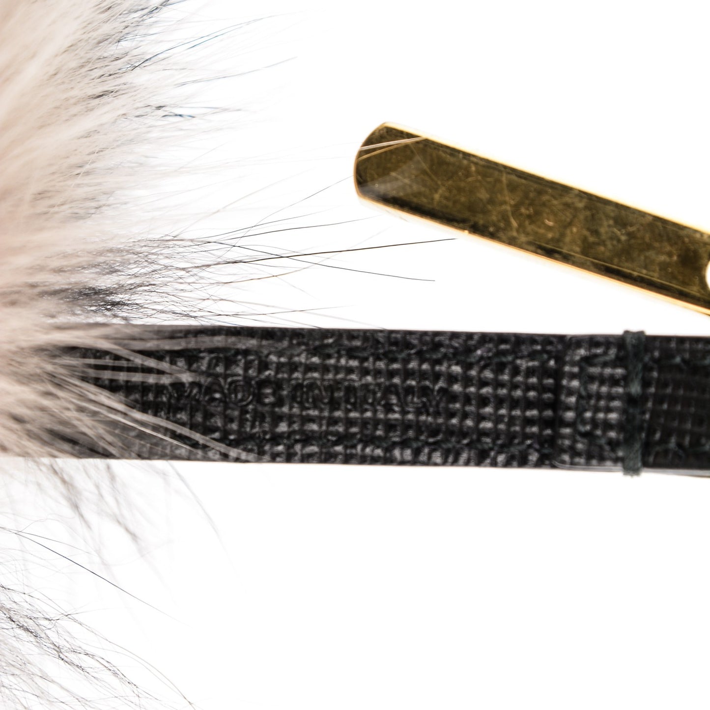 Fox Fur Pom Pom Bag Charm Black White