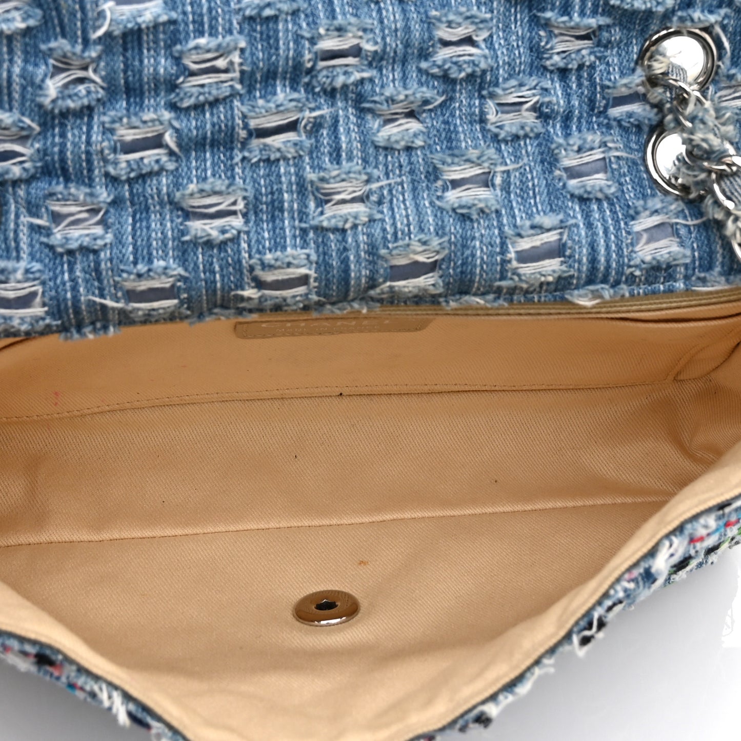 Woven Denim Medium Flap Multicolor