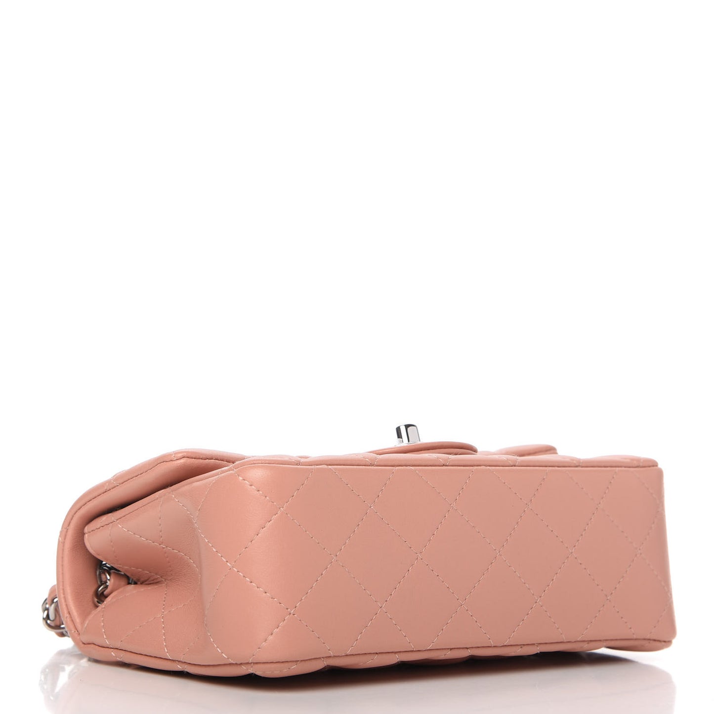 Lambskin Quilted Mini Rectangular Flap Light Pink