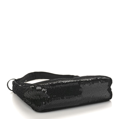 Prada Paillettes Sequin Mini Re-Edition 2000 Bag Black White 4 of 8