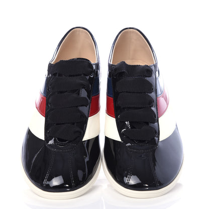 Gucci Patent Calfskin Mens Web Falacer Sneakers 8.5 Black 5 of 11