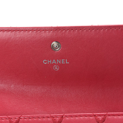 Chanel Calfskin Diamond Stitch Large Gusset Flap Wallet Dark Pink 5 of 7