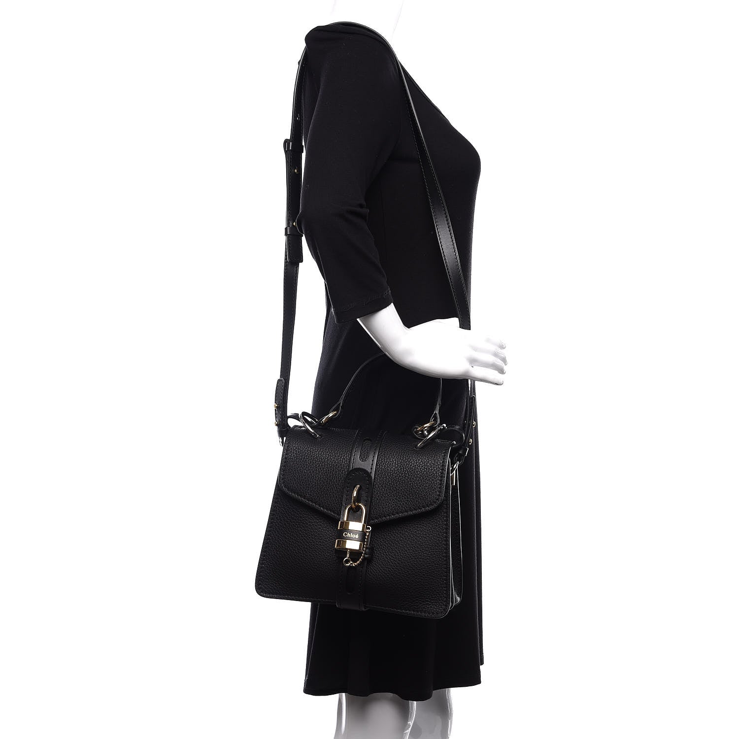 Chloe Shiny Grained Calfskin Small Aby Day Shoulder Bag Black 2 of 10
