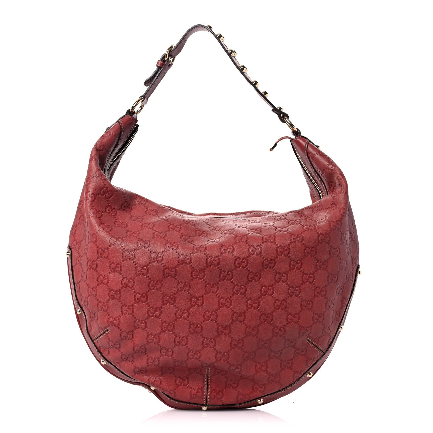 Gucci Guccissima Large Biba Studded Hobo Red 1 of 12