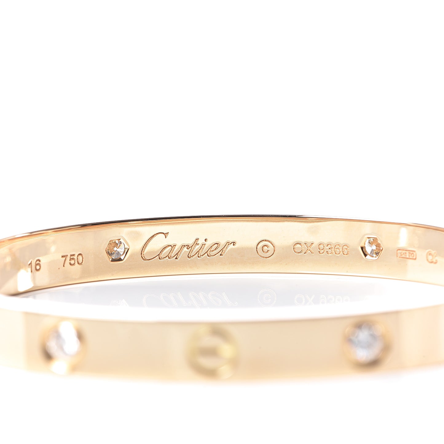 18K Yellow Gold 4 Diamond LOVE Bracelet 16