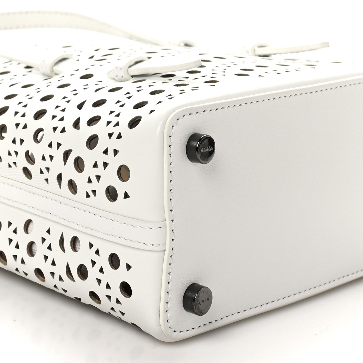 Alaia Calfskin Vienne Wave Mina 16 Bag White Optique 8 of 9