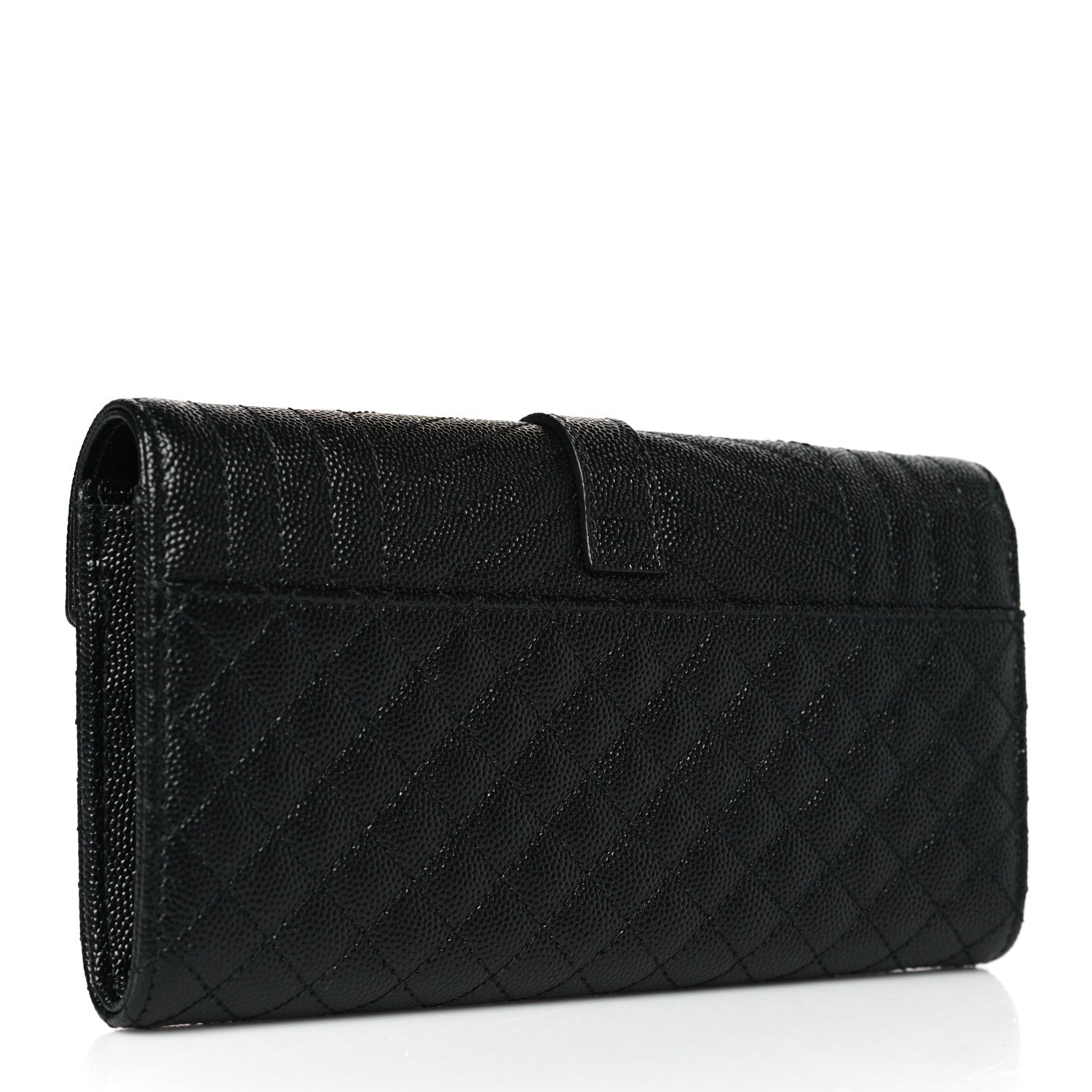 Saint Laurent Grain De Poudre Mixed Matelasse Triquilt Large Monogram Wallet Black 3 of 7