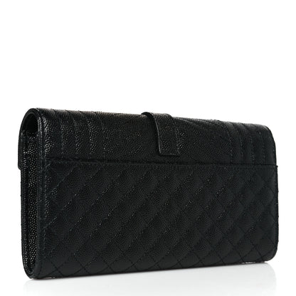 Saint Laurent Grain De Poudre Mixed Matelasse Triquilt Large Monogram Wallet Black 3 of 7