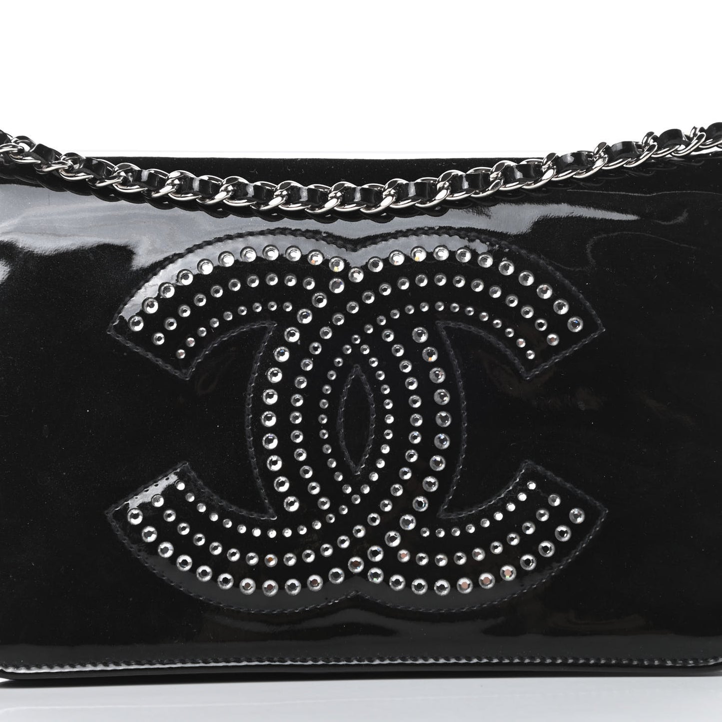 Patent Strass Wallet On Chain WOC Black