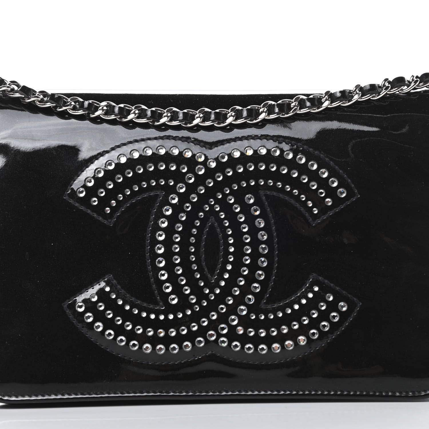 Chanel Patent Strass Wallet On Chain WOC Black 9 of 16