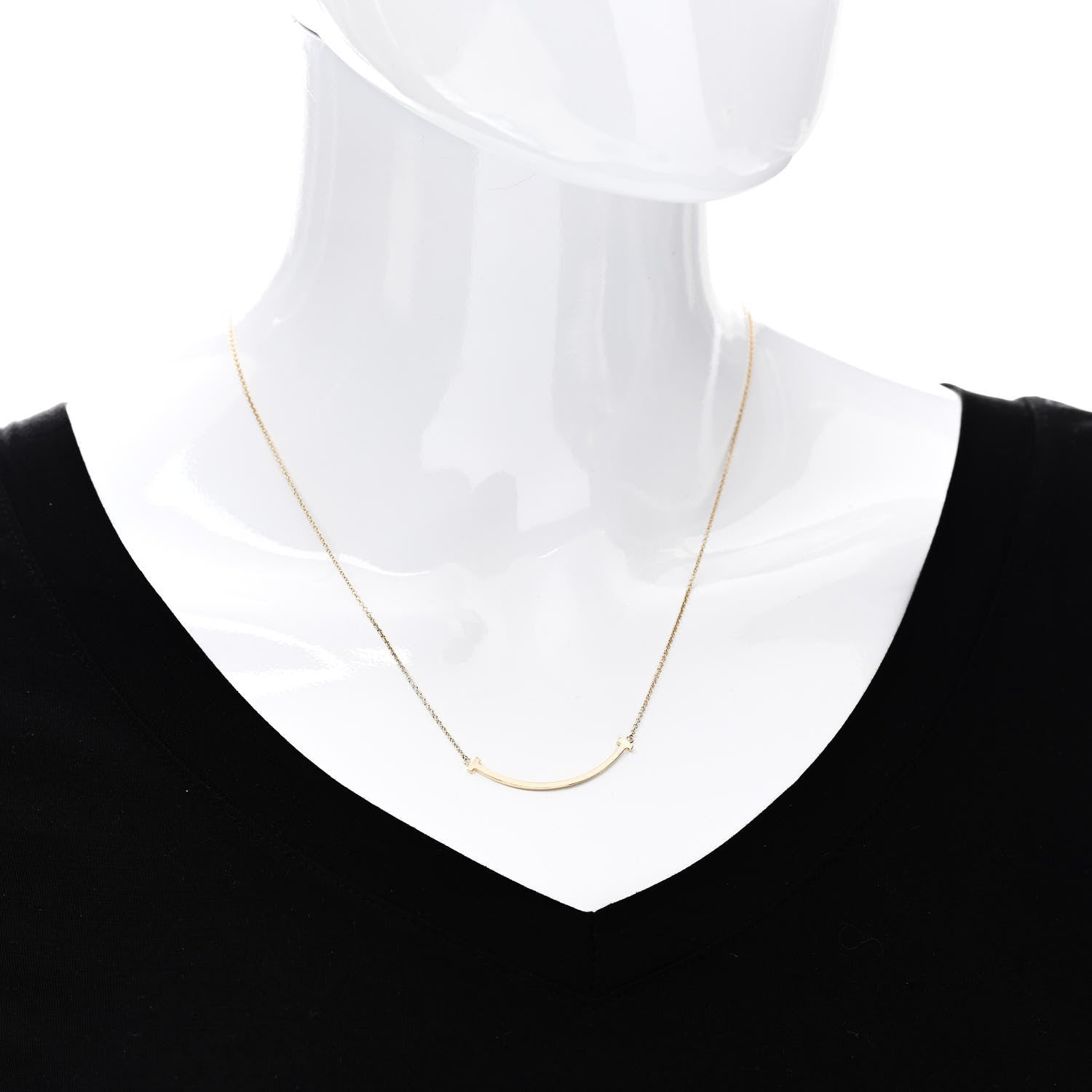 Tiffany 18K Yellow Gold Small T Smile Pendant Necklace 2 of 5