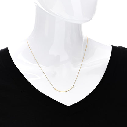 Tiffany 18K Yellow Gold Small T Smile Pendant Necklace 2 of 5