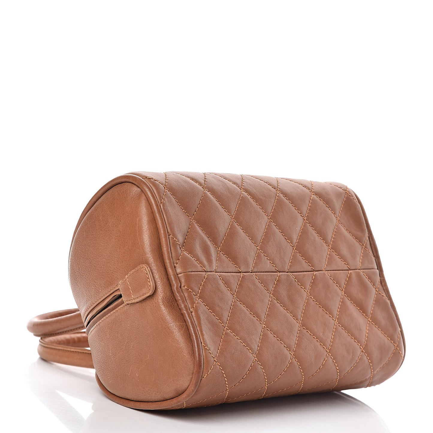 Calfskin Quilted Small Bowler Brown
