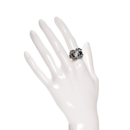 Chanel Ruthenium Crystal CC Logo Ring 6.5 2 of 5