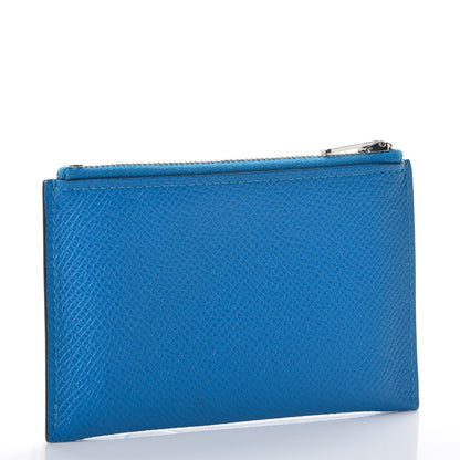 Hermes Epsom Passant Compact Wallet Zipped Coin Purse Bleu Zanzibar 3 of 7