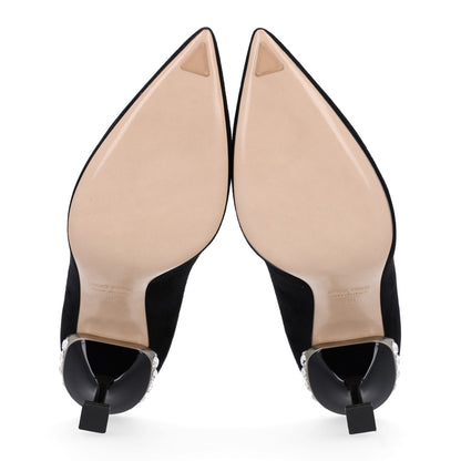 Miu Miu Suede Crystal Pumps 37 Black 7 of 9