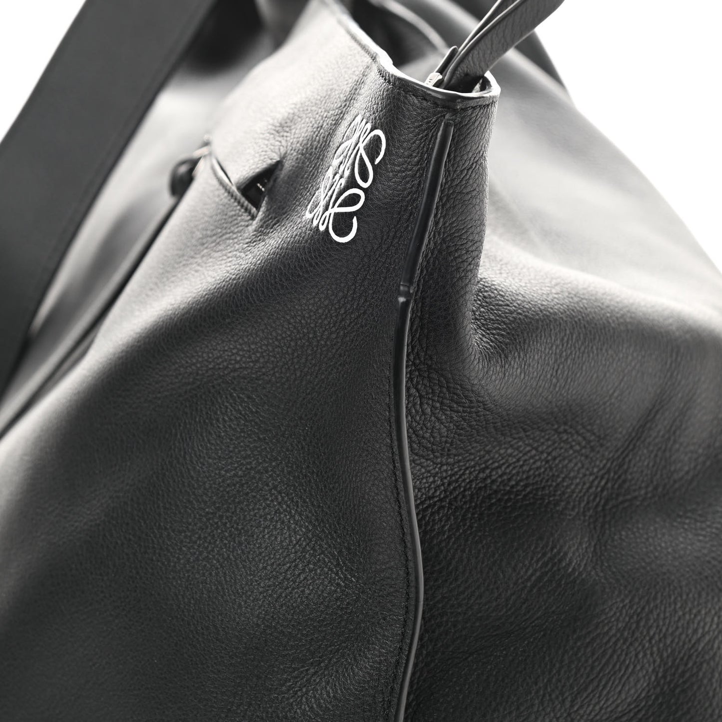 Grained Calfskin Sling Hobo Black