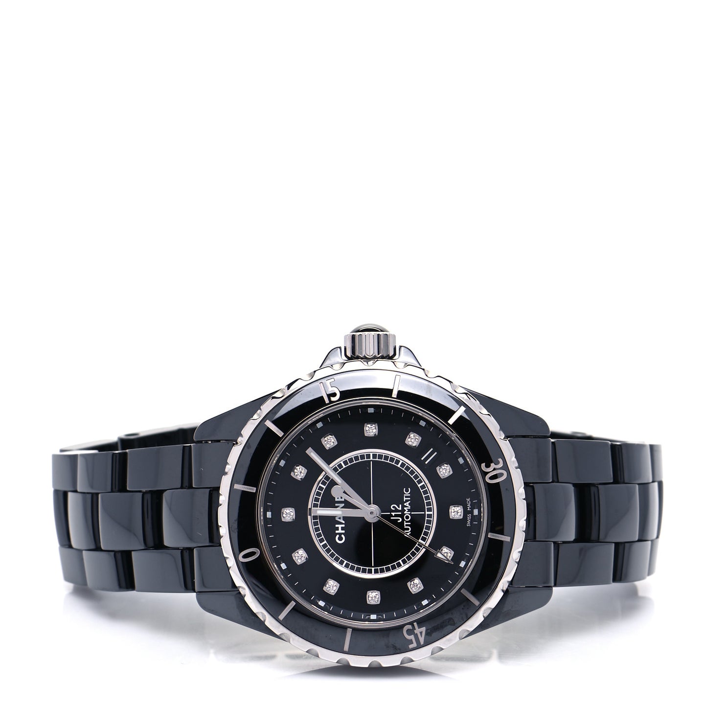 Stainless Steel Ceramic Diamond 38mm J12 Automatic Watch Black