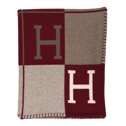 Hermes Wool Cashmere Avalon III Blanket Ecru Rouge H 1 of 3