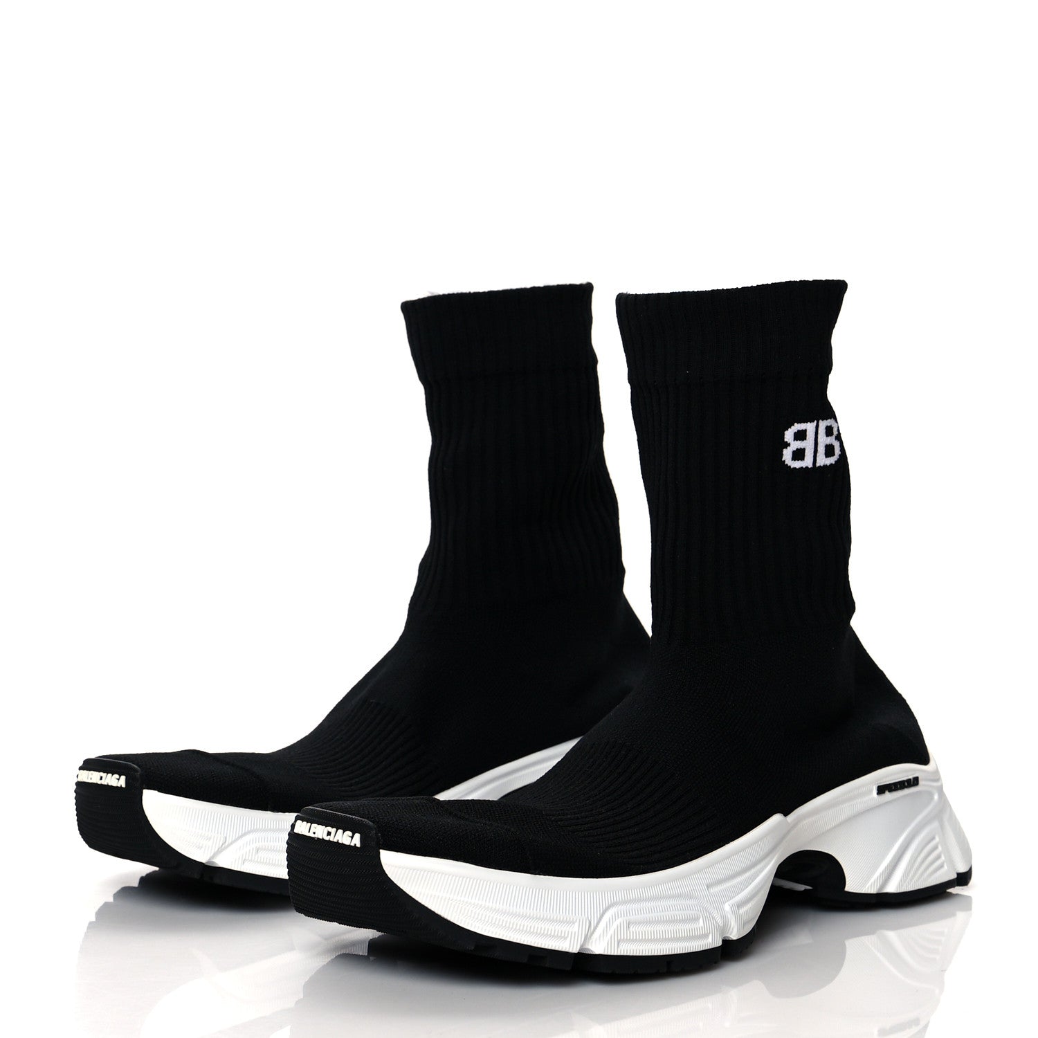 Balenciaga Technical Ribbed 3D Recycled Knit Bi-Color Womens Speed 3.0 Sneakers 38 Black White 3 of 7