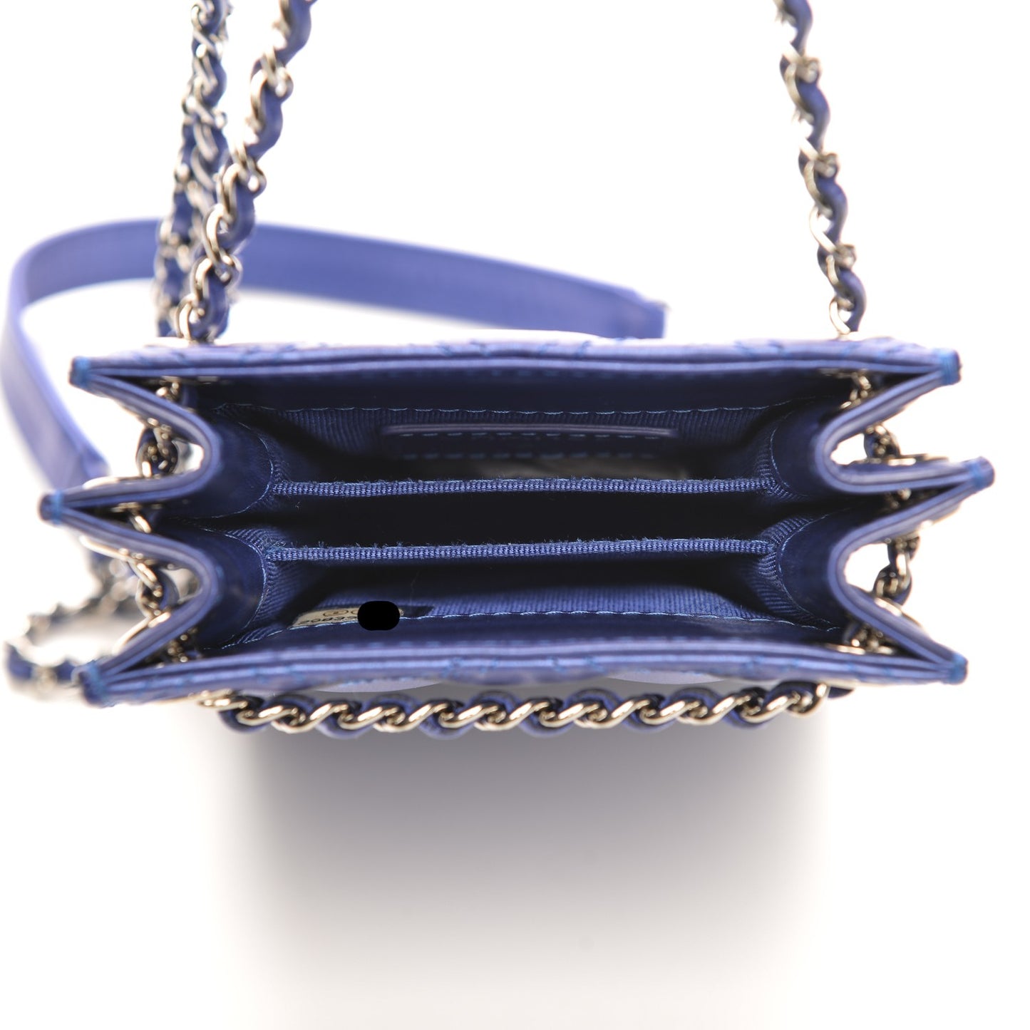 Calfskin Quilted Crossbody CC Phone Holder Dark Blue