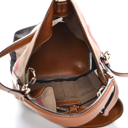 Burberry Canvas Mega Check Medium Ashby Hobo Saddle Brown 9 of 16
