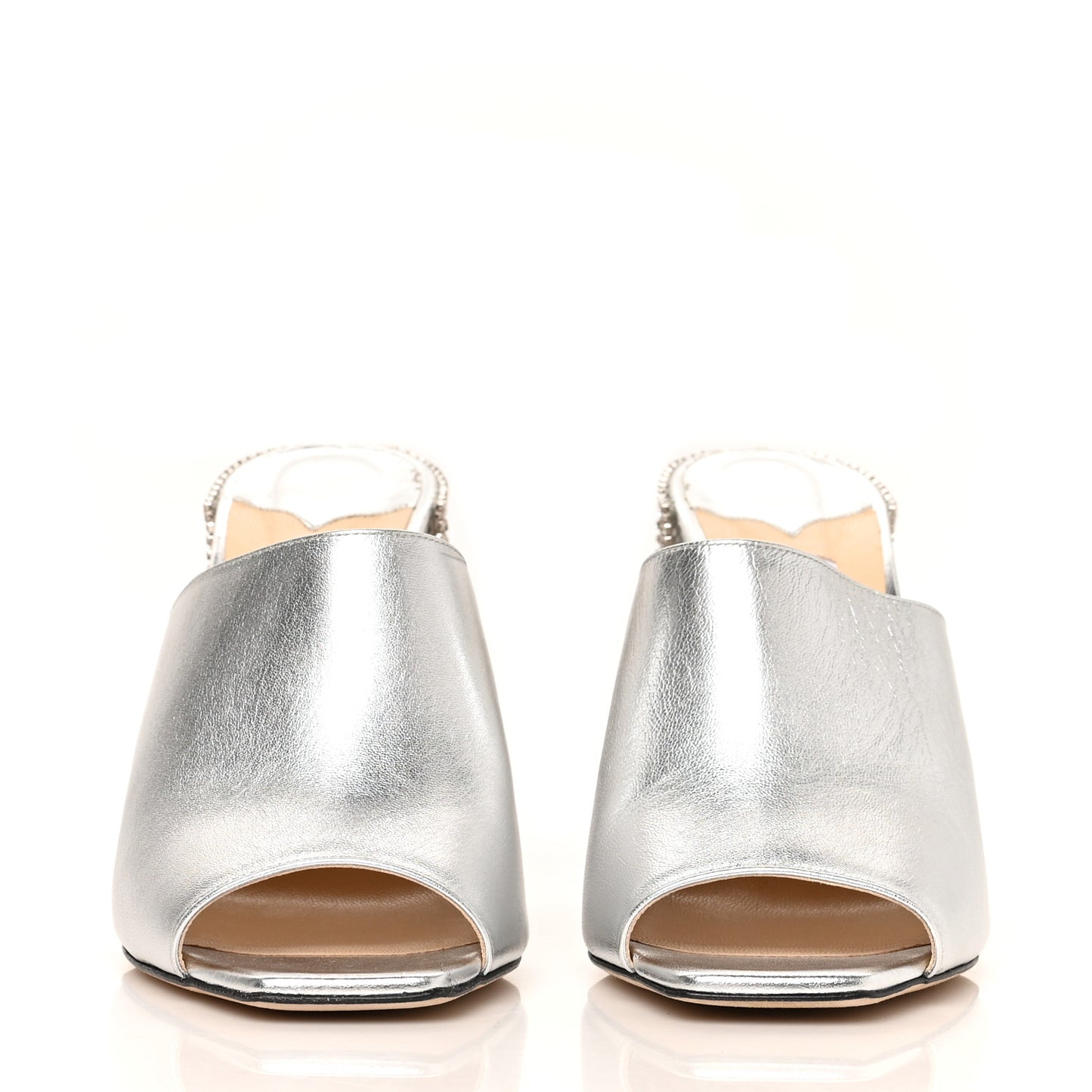 Metallic Nappa Baia 100 Mules 39.5 Silver
