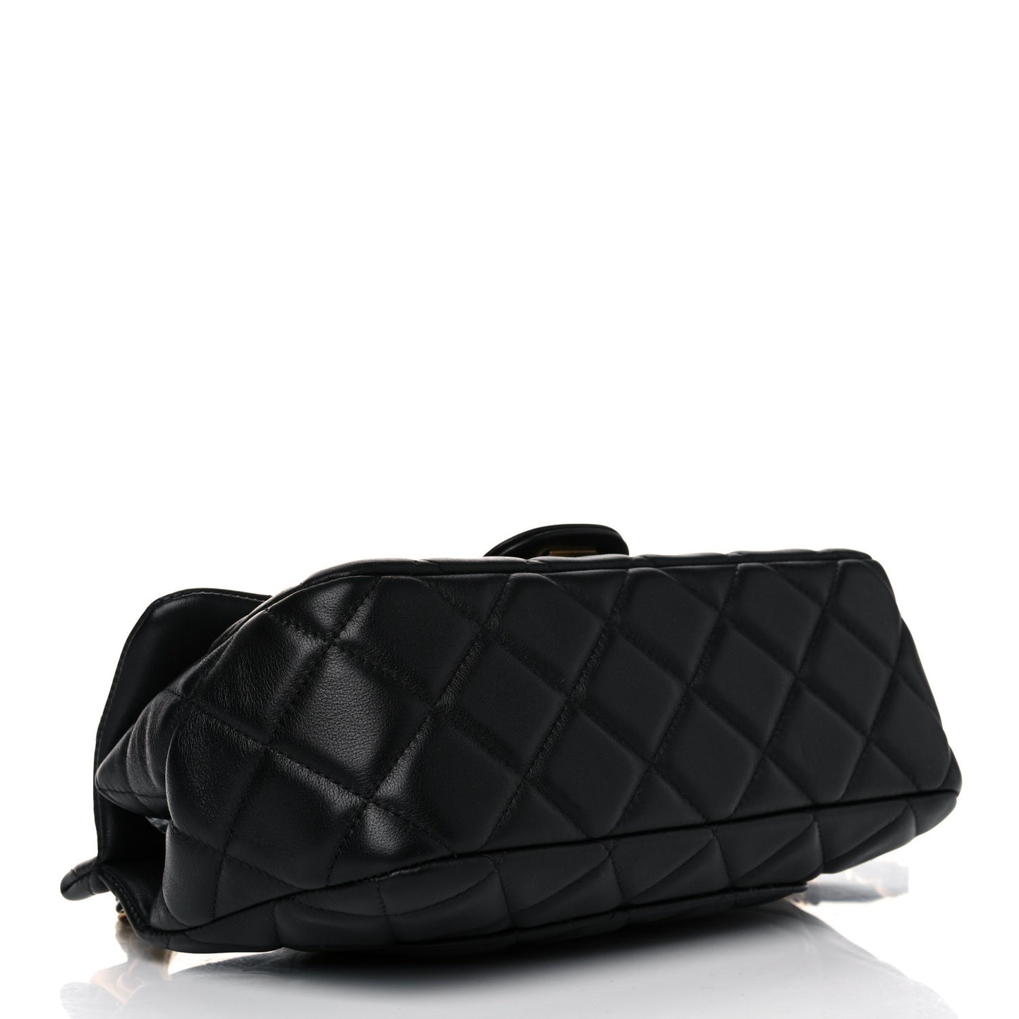 Calfskin Quilted Small Lady Handle Clutch With Chain Black