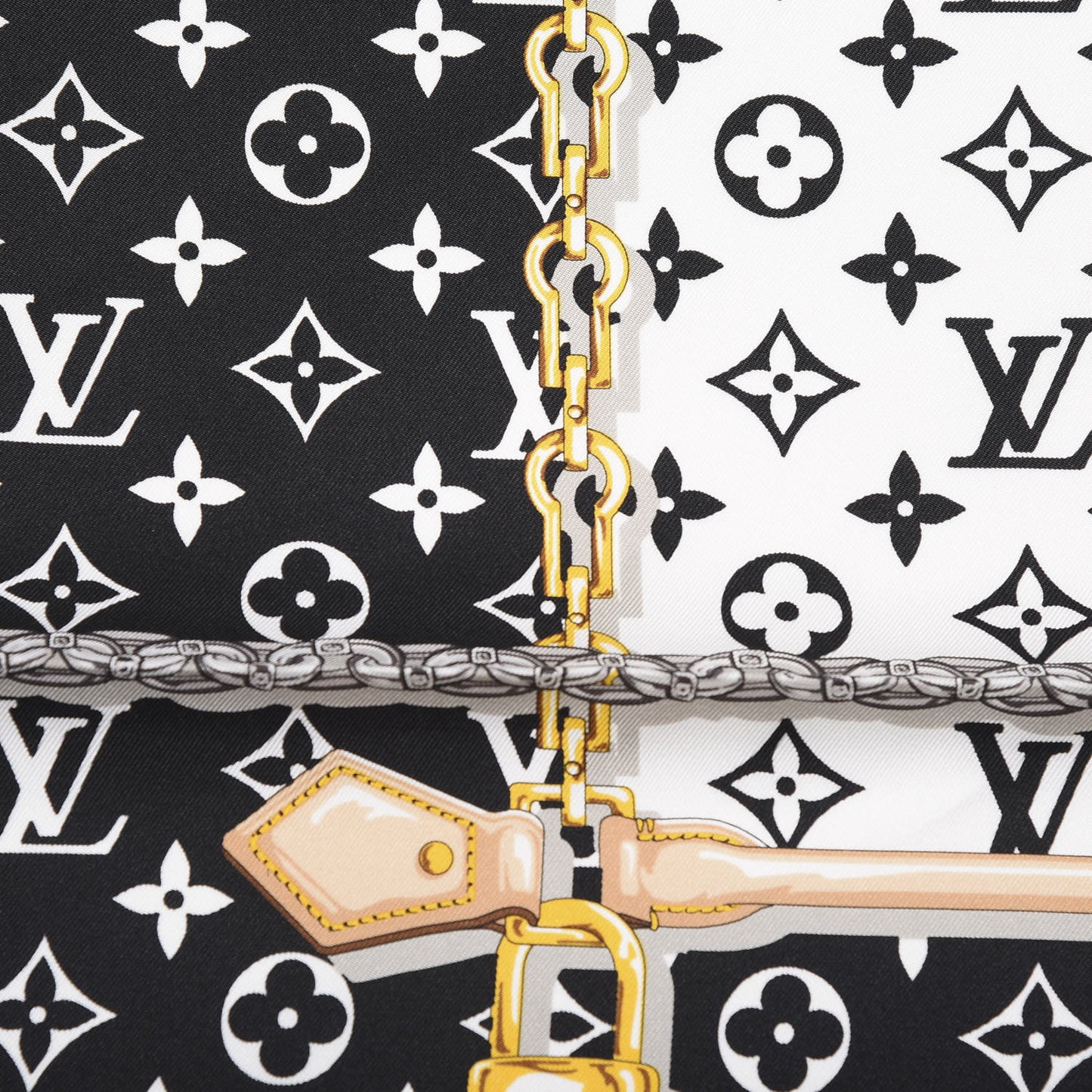 Silk Monogram Confidential Square Scarf Black