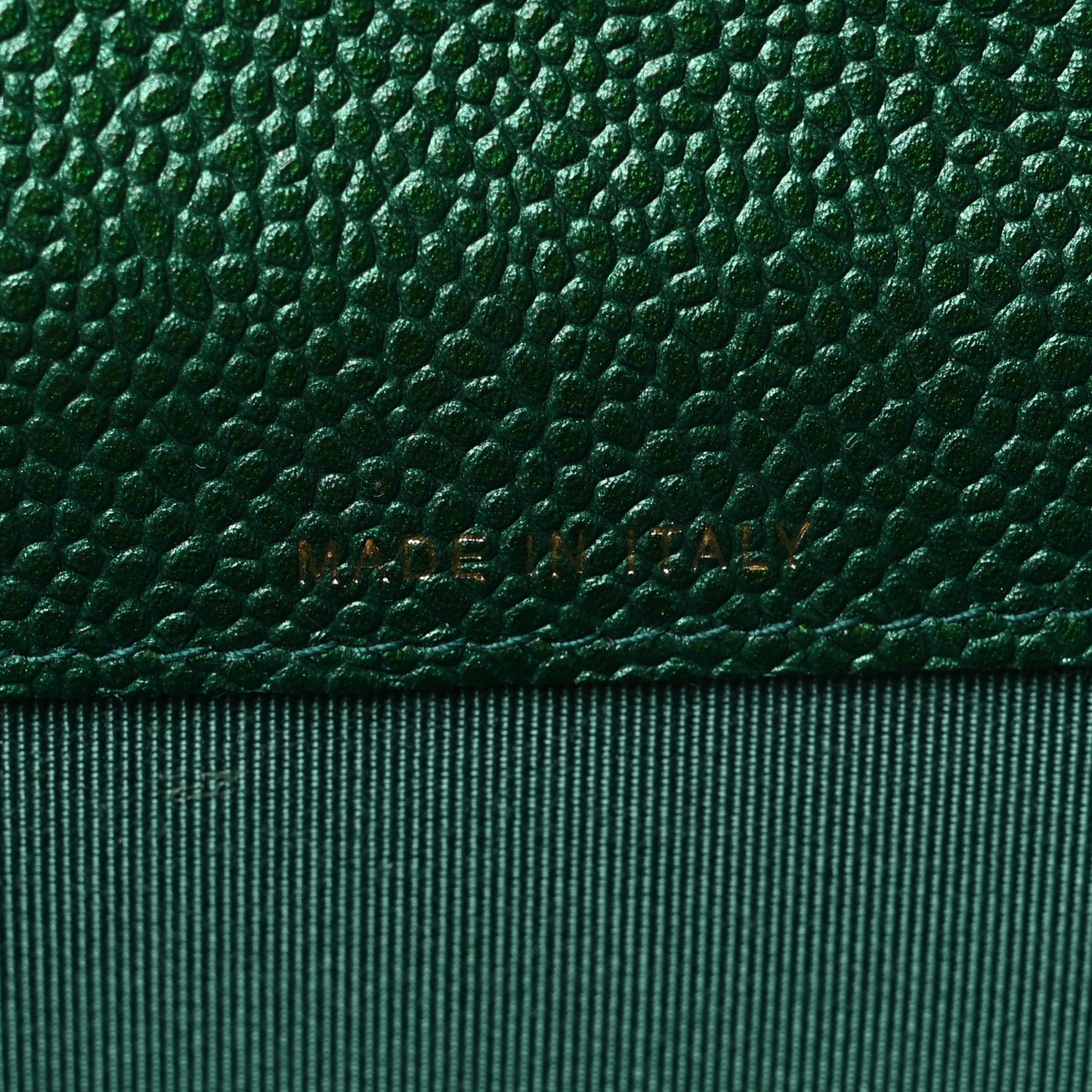 Metallic Caviar Quilted Flap Card Holder Wallet Green