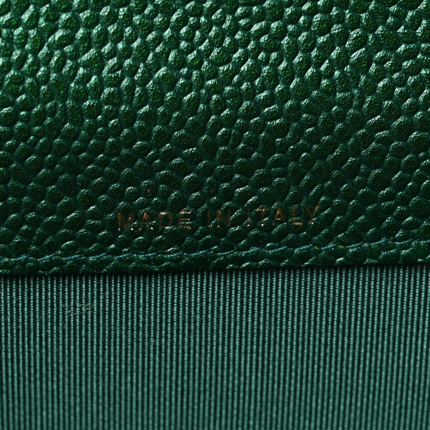 Chanel Metallic Caviar Quilted Flap Card Holder Wallet Green 8 of 9